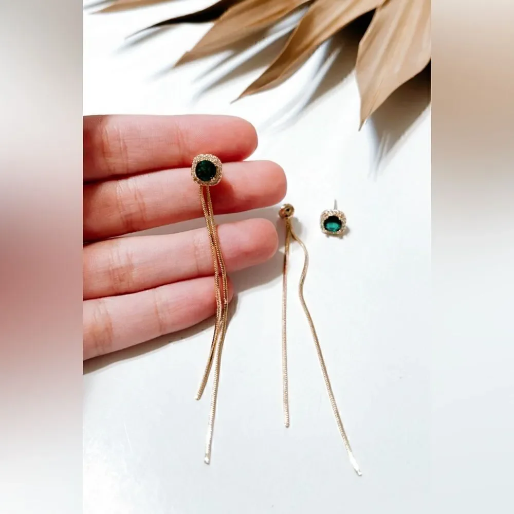 Green  diamond earrings  S367